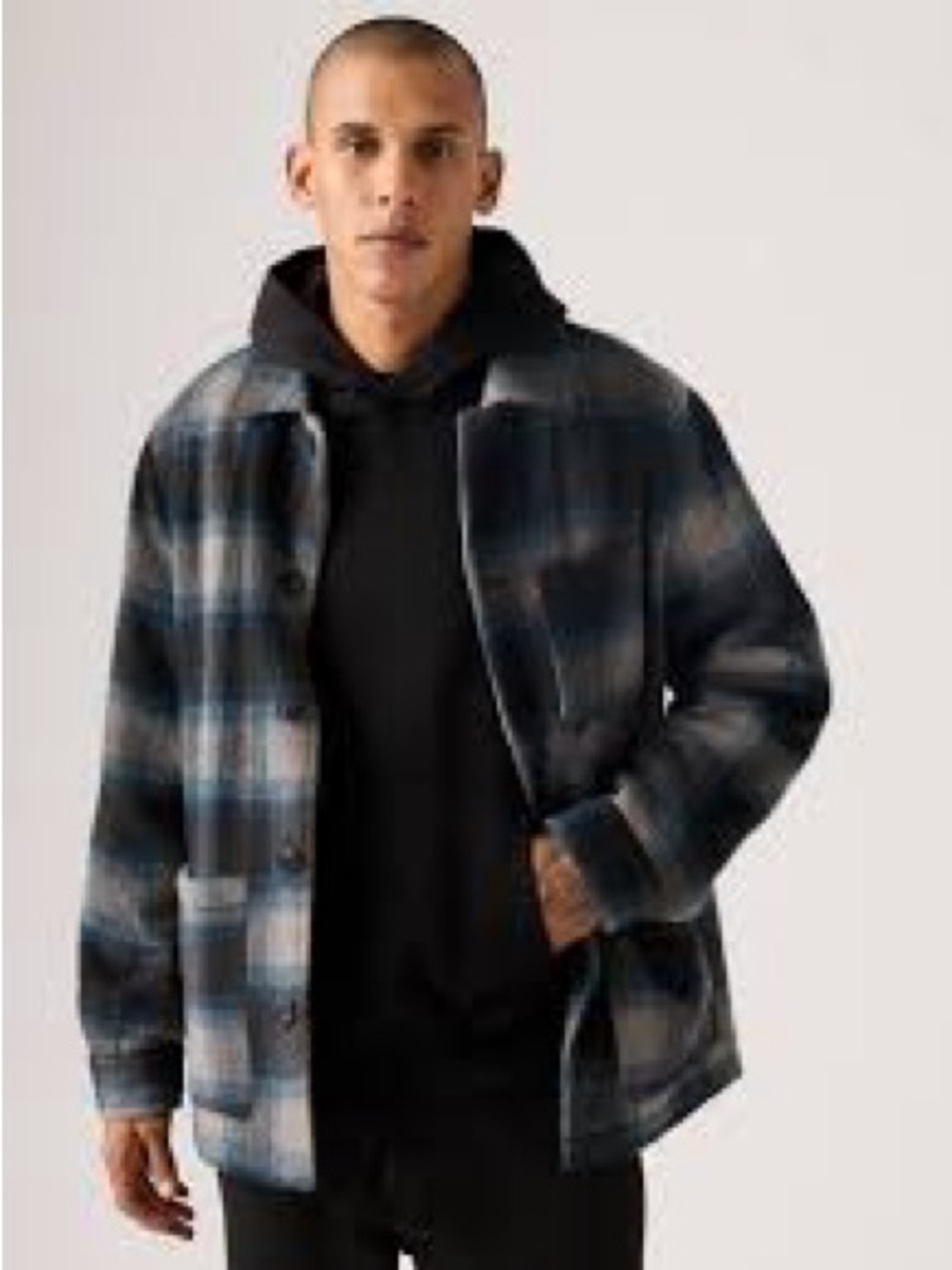 Levi's Men’s Plaid Wool Blend chore Jacket Blue/Gray XXL New With Tags